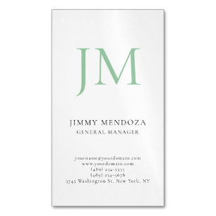 Trendy modern plain simple professional monogram magnetic business card