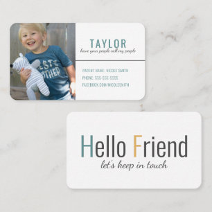 Trendy Modern Playdate Calling Card Mom Card 
