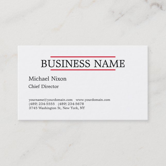Trendy Modern Professional Plain Minimalist Business Card (Front)