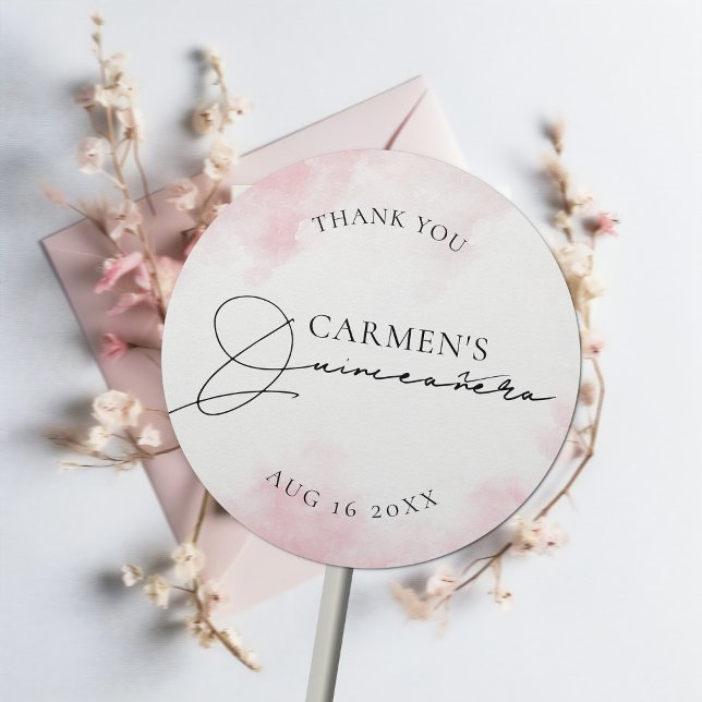 Trendy Modern Quinceanera Birthday Classic Round Sticker (Creator Uploaded)