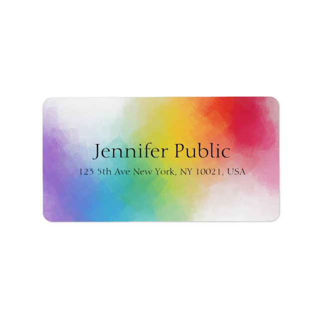 Trendy Modern Rainbow Colours Abstract Template Label (Front)