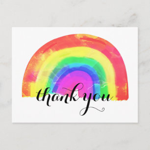 Trendy Modern Rainbow Thank You Postcard