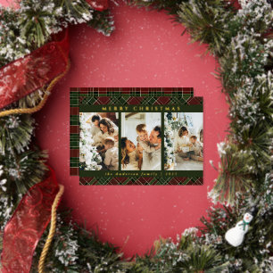 Trendy Modern Red and Green Tartan Christmas Photo