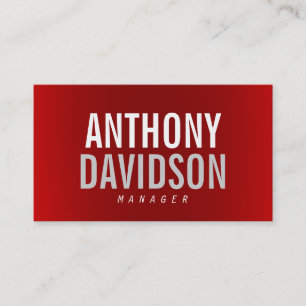 Trendy Modern Red Bold Text Business Card