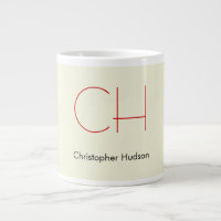 Trendy Modern Red Monogram Beige