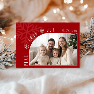 Trendy Modern Red Photo Christmas Holiday Card