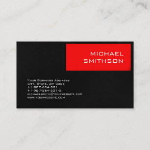 Trendy Modern Red Stripe Black Grey Business Card