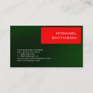 Trendy Modern Red Stripe Green Business Card