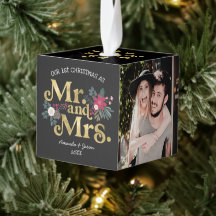 Trendy modern retro typography mr and mrs newlywed