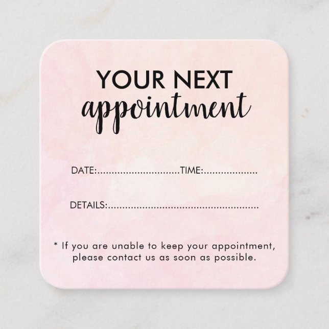Trendy Modern Salon Appointment Reminder Card (Front)