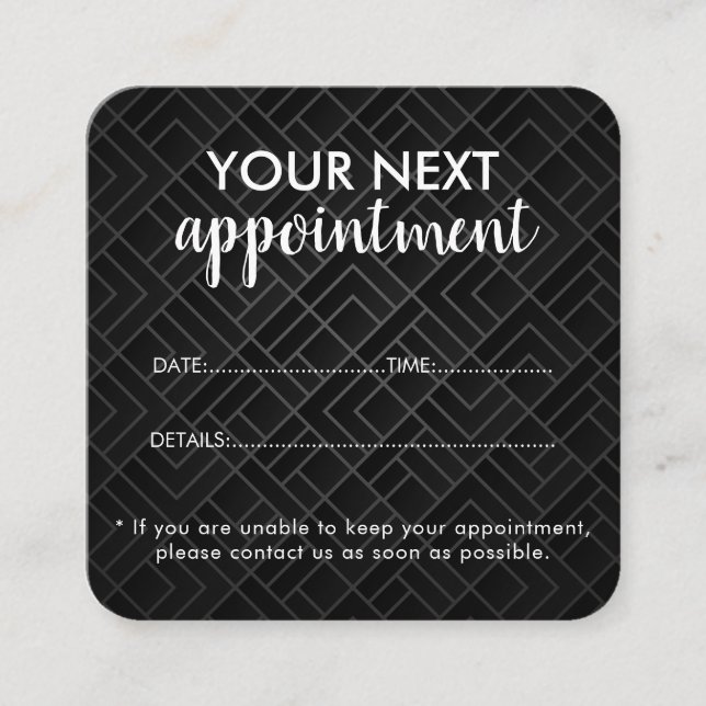 Trendy Modern Salon Appointment Reminder Card (Front)