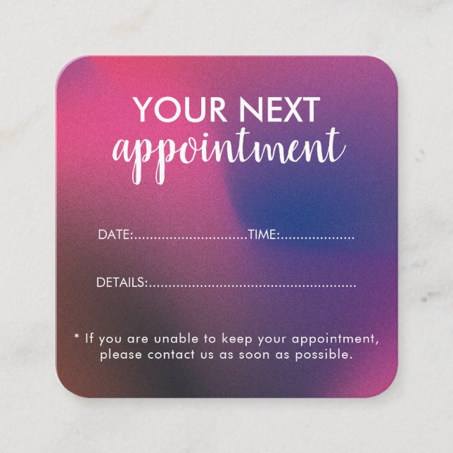 Trendy Modern Salon Appointment Reminder Card (Front)