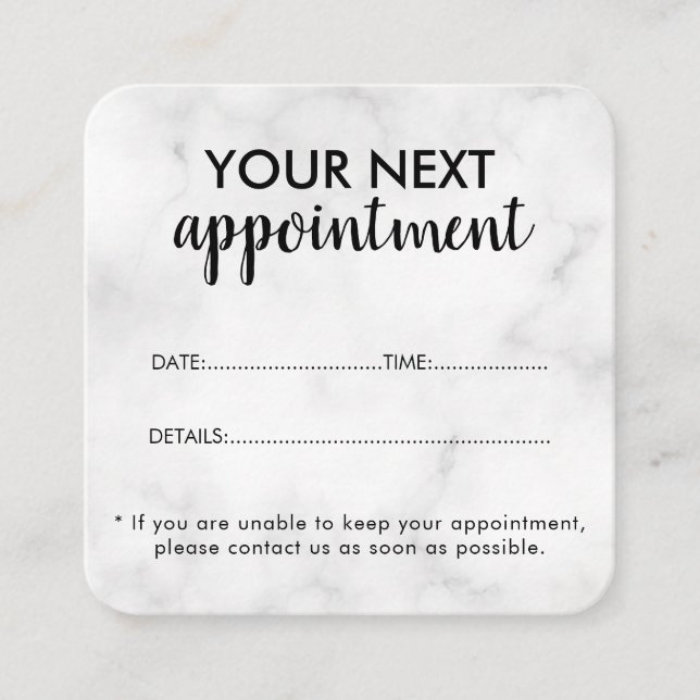 Trendy Modern Salon Appointment Reminder Card (Front)