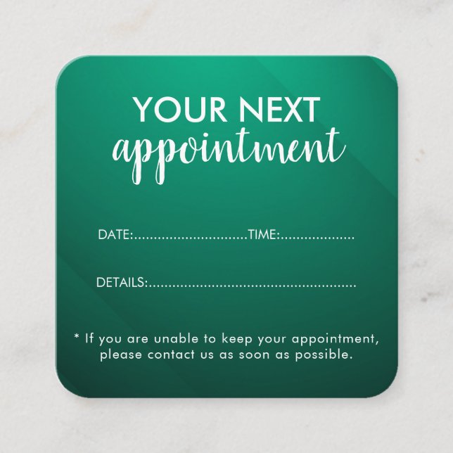 Trendy Modern Salon Appointment Reminder Card (Front)