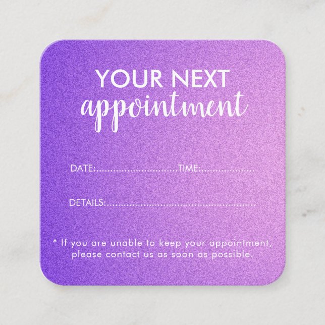 Trendy Modern Salon Appointment Reminder Card (Front)