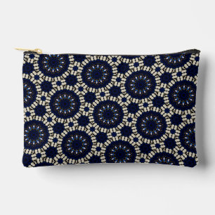 Trendy Modern Sapphire & Pearls Abstract Dot Art Accessory Pouch