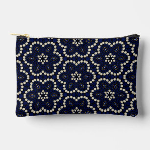 Trendy Modern Sapphire & Pearls Abstract Dot Art Accessory Pouch