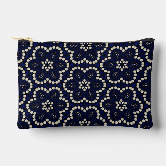Trendy Modern Sapphire & Pearls Abstract Dot Art  Accessory Pouch (Front)