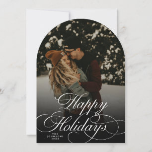 Trendy Modern Script & Arch 1 Photo Christmas Card