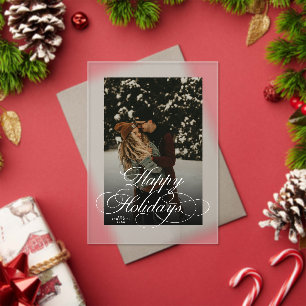 Trendy Modern Script & Arch 1 Photo Christmas Card Acrylic Invitations