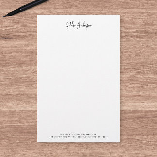 Trendy Modern Script Minimalist Personalised Stationery