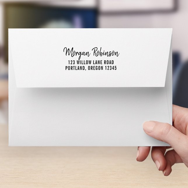 Trendy Modern Script Name Return Address Envelope (Creator Uploaded)