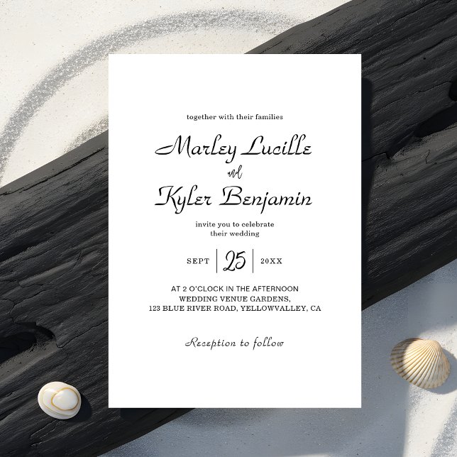 Trendy Modern Script Names Minimalist Wedding Invitation (Creator Uploaded)