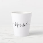 Trendy Modern Script Typography Name Latte Mug<br><div class="desc">Ever popular trendy script typography custom name latte mug with typographic swashes or flourish. Stylish and simple typography design.</div>