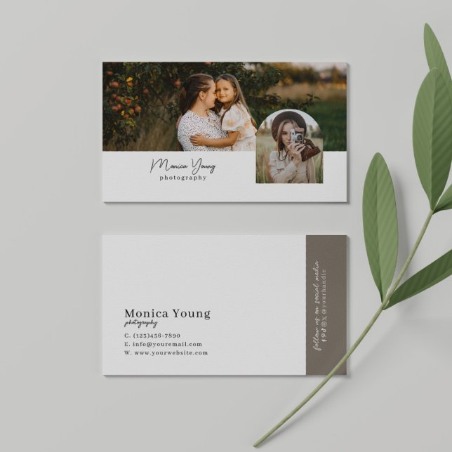 Trendy Modern Simple 2 Photos Photographer Business Card (Creator Uploaded)