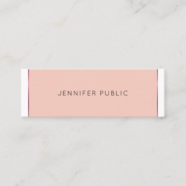 Trendy Modern Simple Chic Design Blush Pink Plain Mini Business Card (Front)