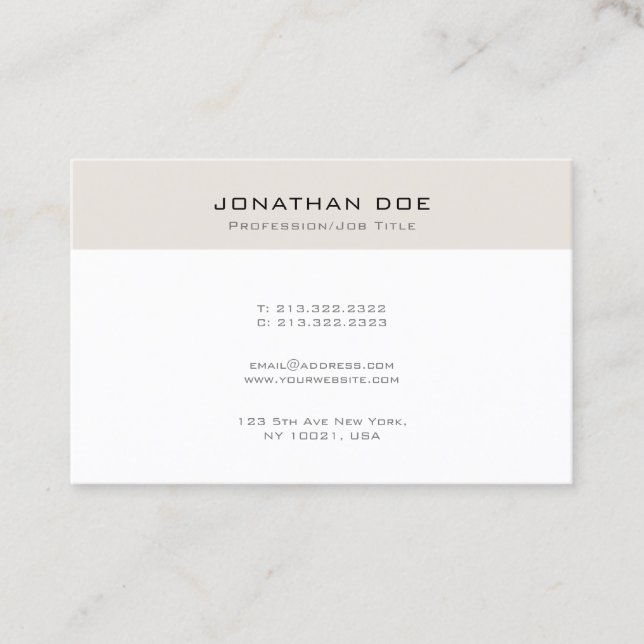 Trendy Modern Simple Design Template Graceful Business Card (Front)