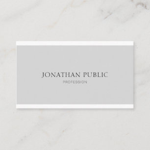 Trendy Modern Simple Elegant Grey White Design Business Card