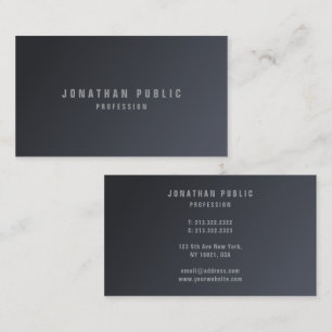 Trendy Modern Simple Template Elegant Dark Grey Business Card