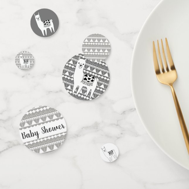 Trendy Modern Sketchy Aztec Llama Baby Shower Confetti (Group)