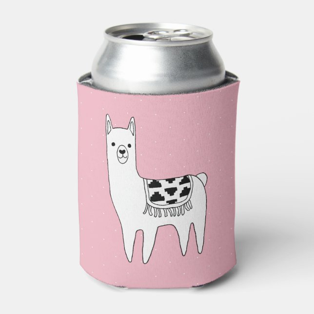 Trendy Modern Sketchy Aztec Llama Can Cooler (Can Front)