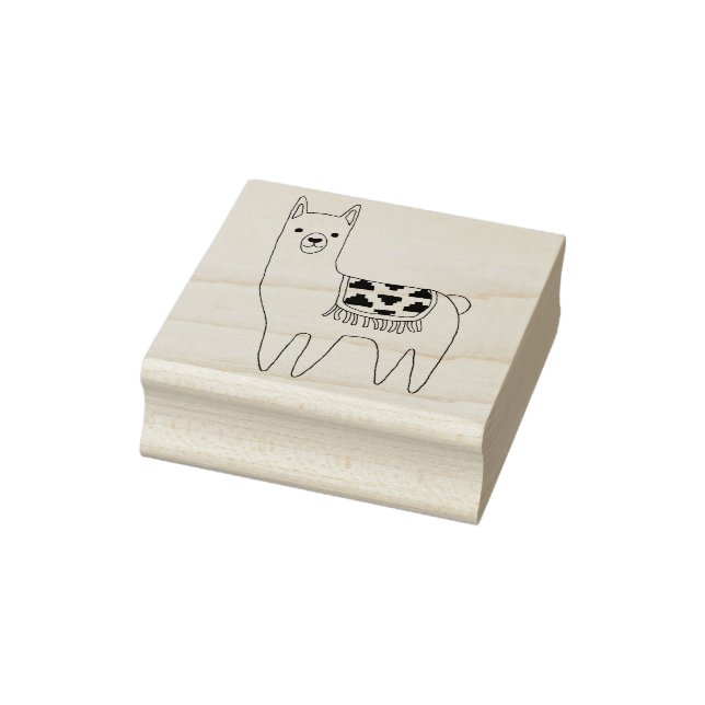 Trendy Modern Sketchy Aztec Llama Rubber Stamp (Stamp)