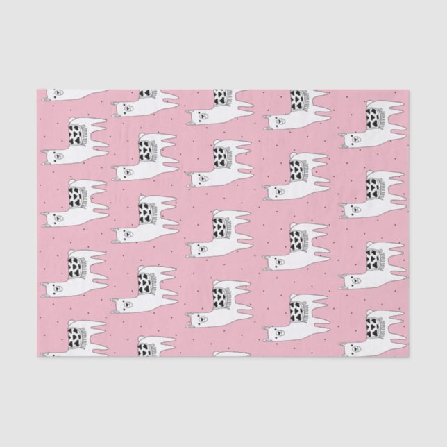 Trendy Modern Sketchy Llamas Tissue Paper (Front)