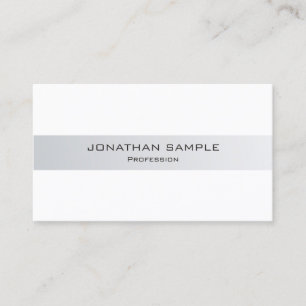 Trendy Modern Sleek Creative Silver White Plain Business Card