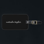 Trendy Modern Solid Black Script Monogram Luggage Tag<br><div class="desc">Get ready for your next vacation or business travel with this Trendy Modern Solid Black Script Monogram Name Luggage Tag. Can be customised with your name of choice on the front and your contact details on the back.</div>