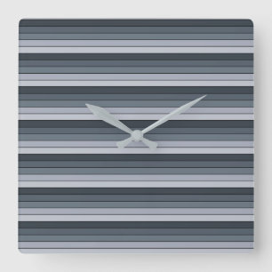 Trendy Modern Space Grey Stripes Square Wall Clock
