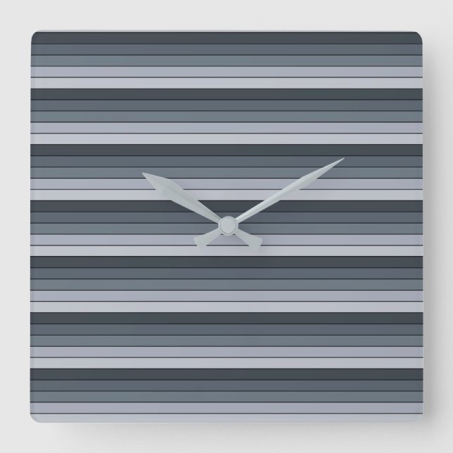 Trendy Modern Space Grey Stripes Square Wall Clock (Front)