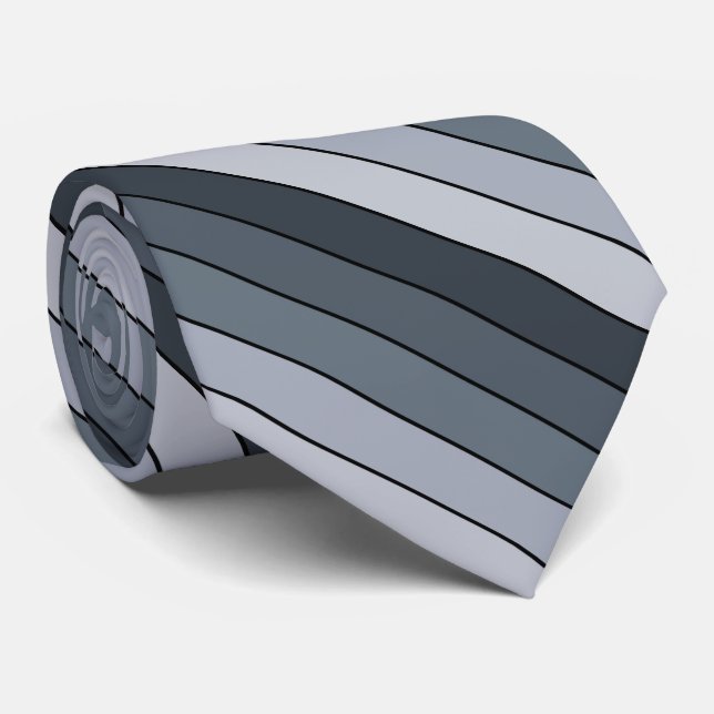 Trendy Modern Space Grey Stripes Tie (Rolled)