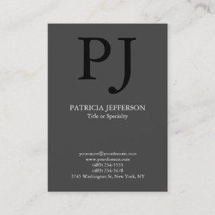 Trendy modern stylish grey black monogram business card