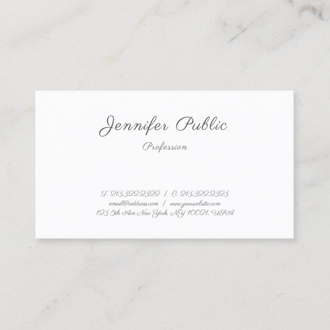 Trendy Modern Stylish Handwriting Simple Template Business Card (Front)