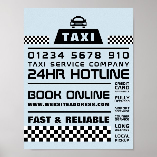Trendy & Modern, Taxi Cab Firm Advertising Poster (Front)