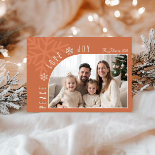 Trendy Modern Terracotta Photo Christmas  Holiday Card