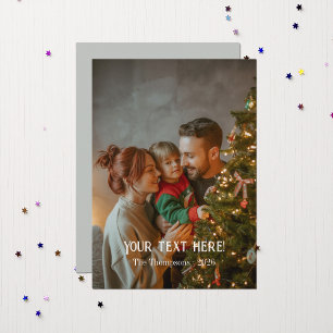 Trendy Modern Typography Family Christmas Photo Holiday Card