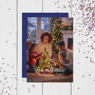 Trendy Modern Typography Family Christmas Photo Holiday Card
