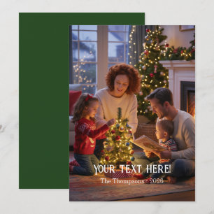 Trendy Modern Typography Family Christmas Photo Holiday Card