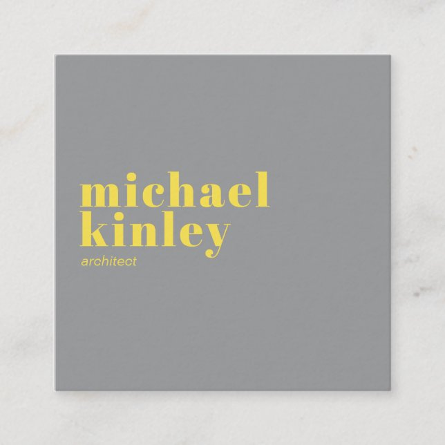 Trendy modern typography professional networking square business card (Front)